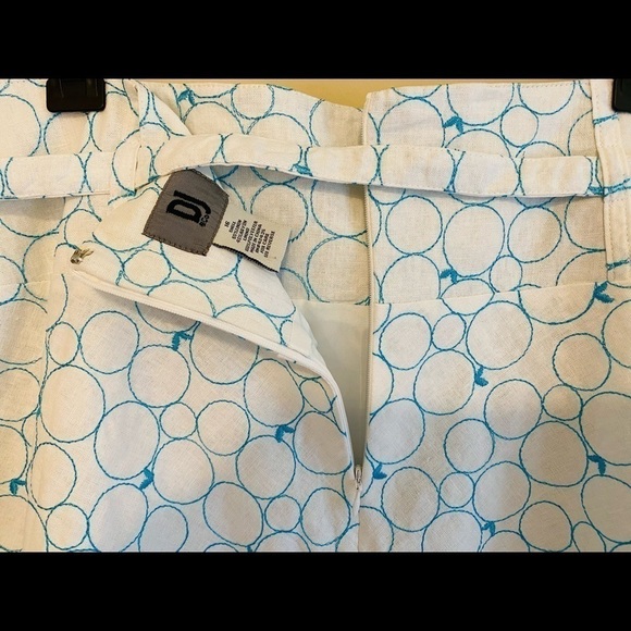 DJ&Co White Linen blend Belted Embroidered Skater Style Skirt Size 16 NWT - Picture 8 of 11